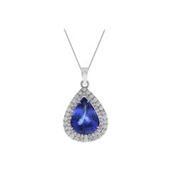 9.45 Carat Pear Shape Tanzanite and Diamond Pendant Necklace in 18 Karat Gold