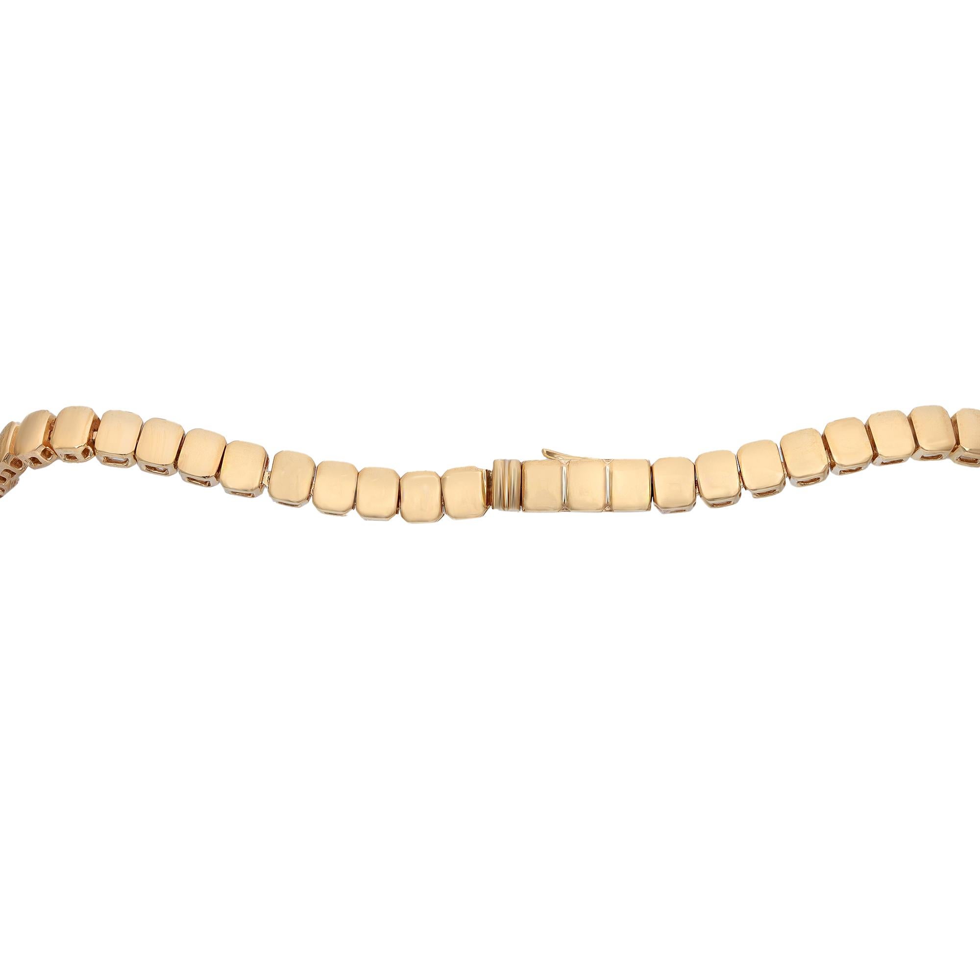9,46 Karat Smaragdschliff Diamant-Tennis-Halskette aus 18 Karat Gelbgold mit Lünettenfassung  im Angebot 2