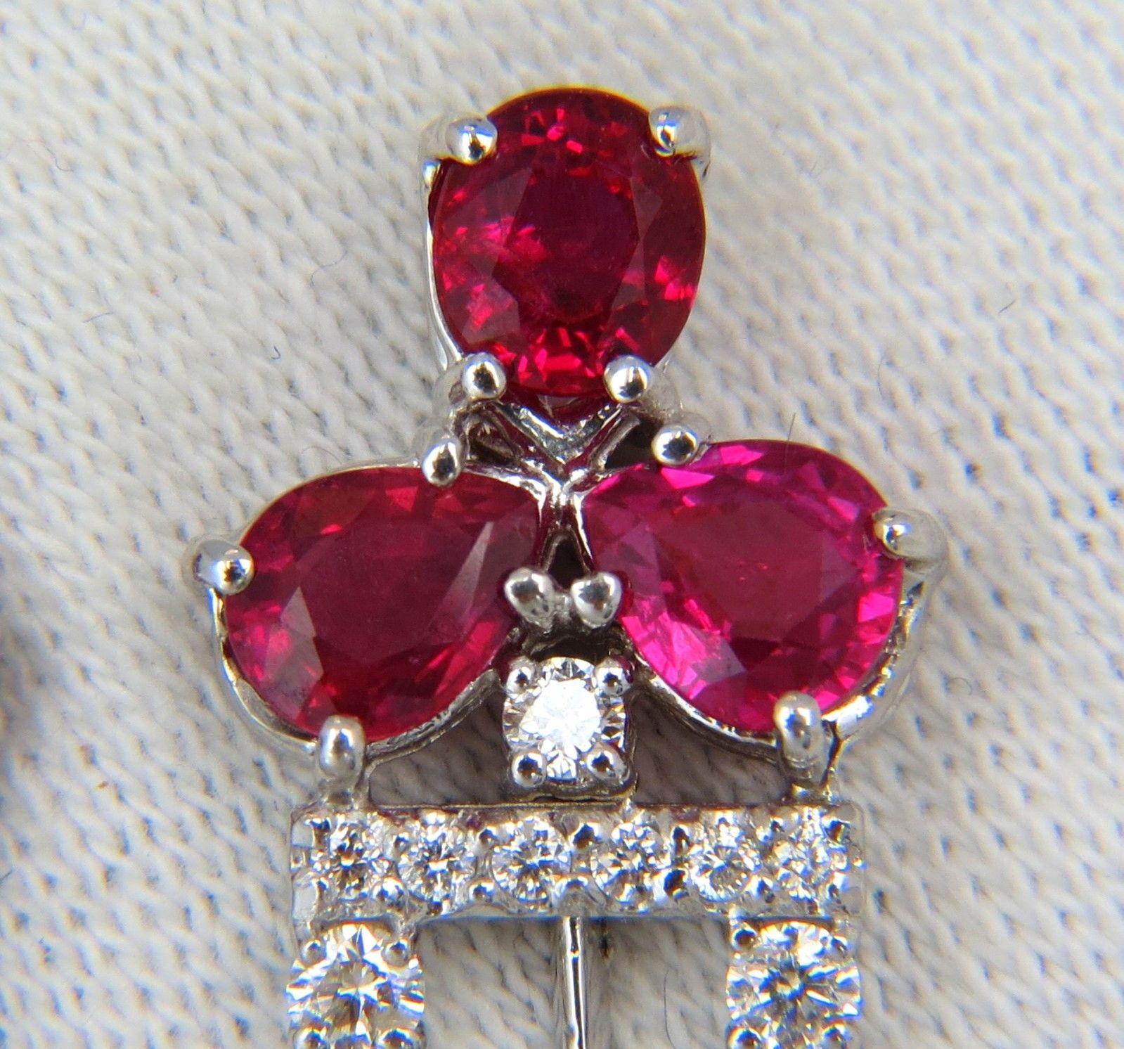 9.46 Carat Natural No Heat Ruby Diamonds Earrings Regency Revival Dangle 3