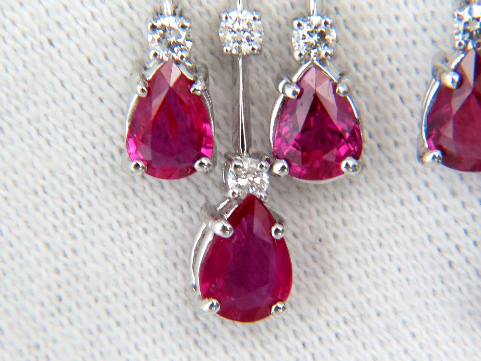 Women's or Men's 9.46 Carat Natural No Heat Ruby Diamonds Earrings Regency Revival Dangle