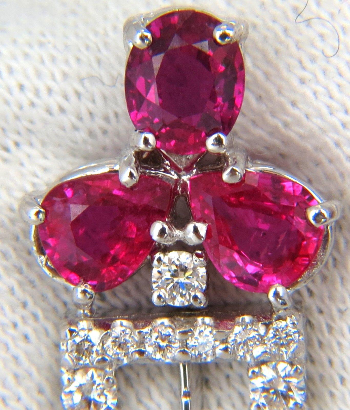 9.46 Carat Natural No Heat Ruby Diamonds Earrings Regency Revival Dangle 2