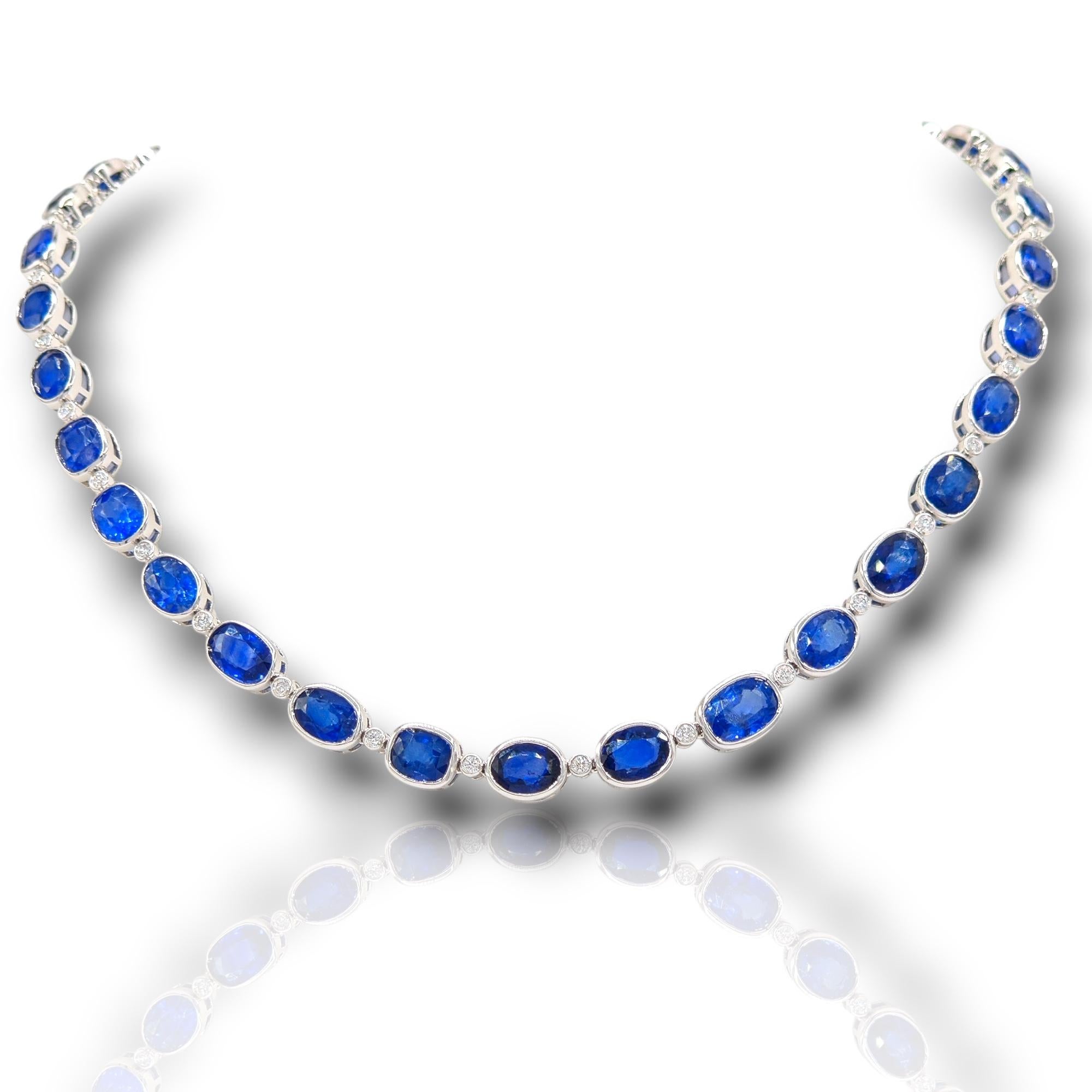GIA-zertifiziert 94,63 Karat Saphir und weißer Diamant Weißgold Halskette (Gemischter Schliff) im Angebot