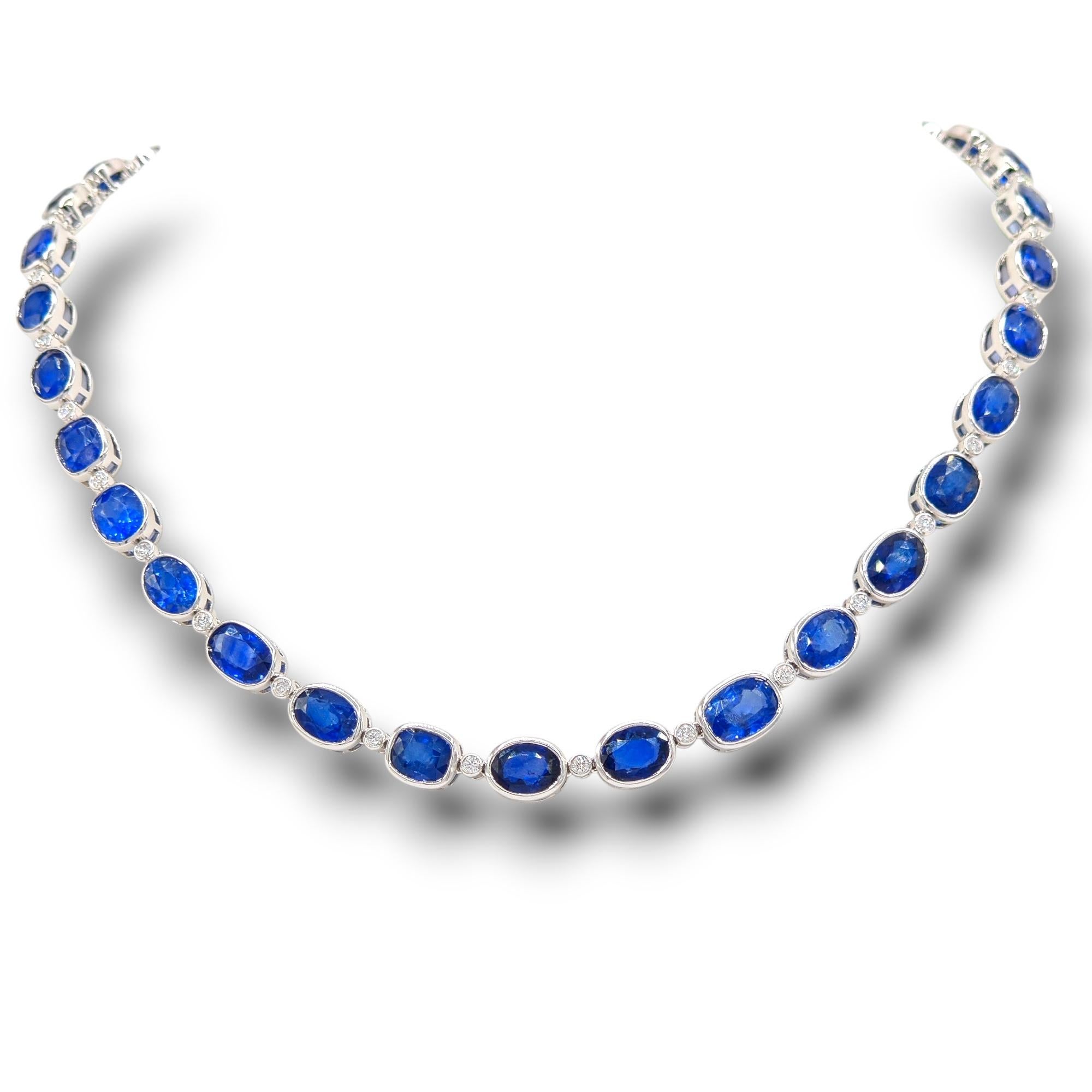 GIA-zertifiziert 94,63 Karat Saphir und weißer Diamant Weißgold Halskette im Zustand „Neu“ im Angebot in New York, NY