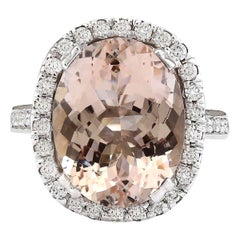 Morganite Diamond Ring In 14 Karat White Gold