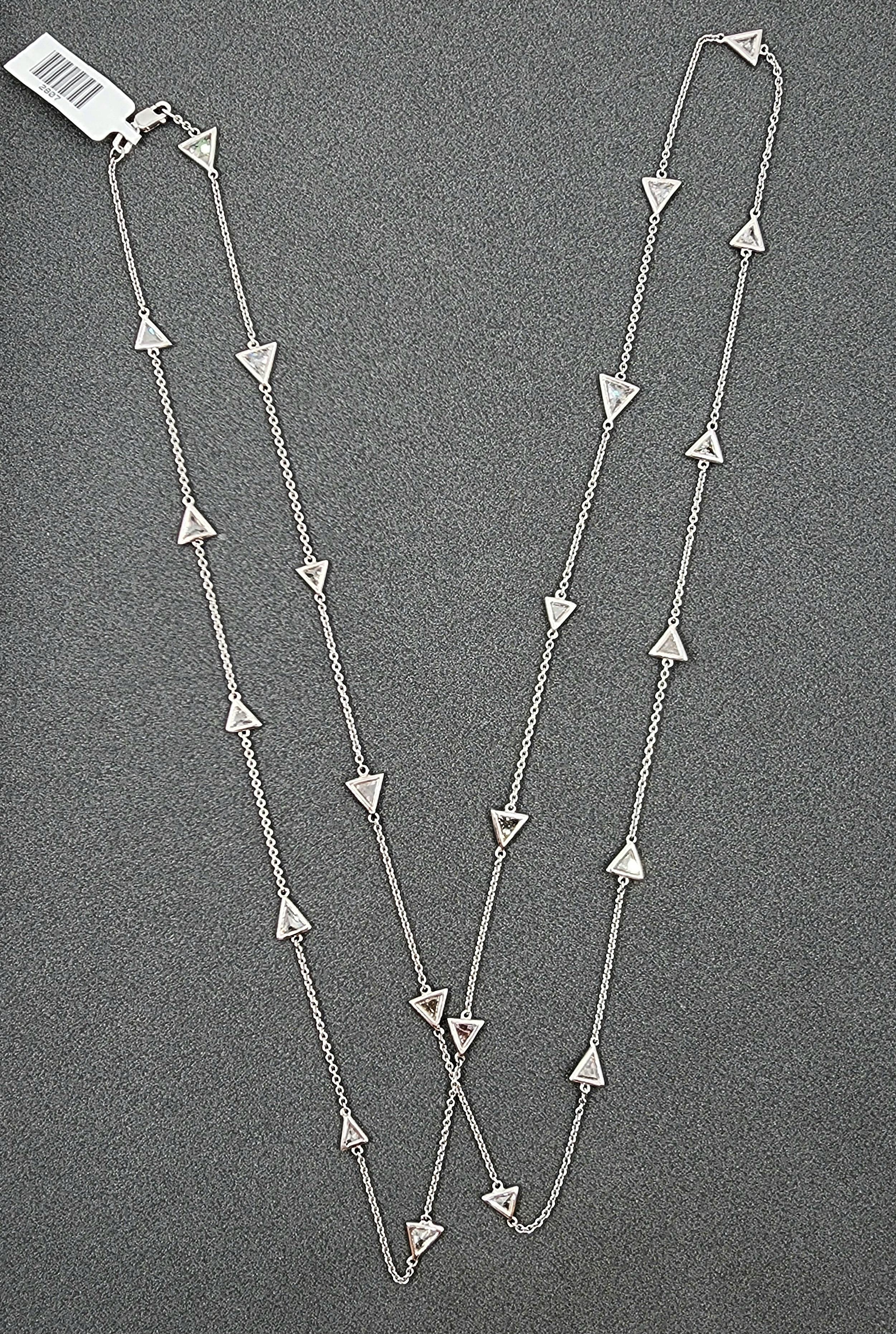 Trillion Cut 9.48 ct Trillion Diamond by the Yard Necklace For Sale