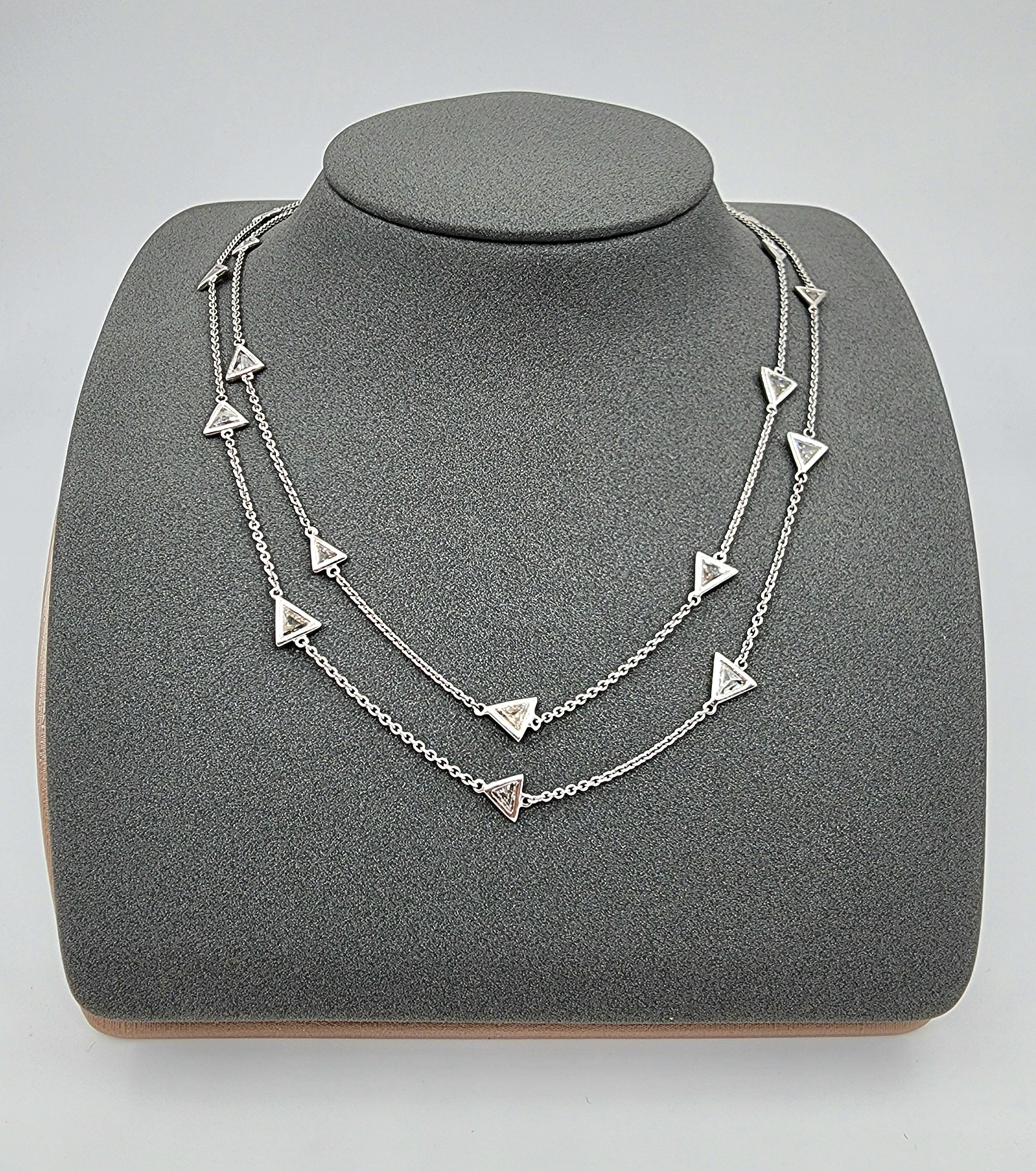 9.48 ct Trillion Diamond by the Yard Necklace In New Condition For Sale In Chicago, IL