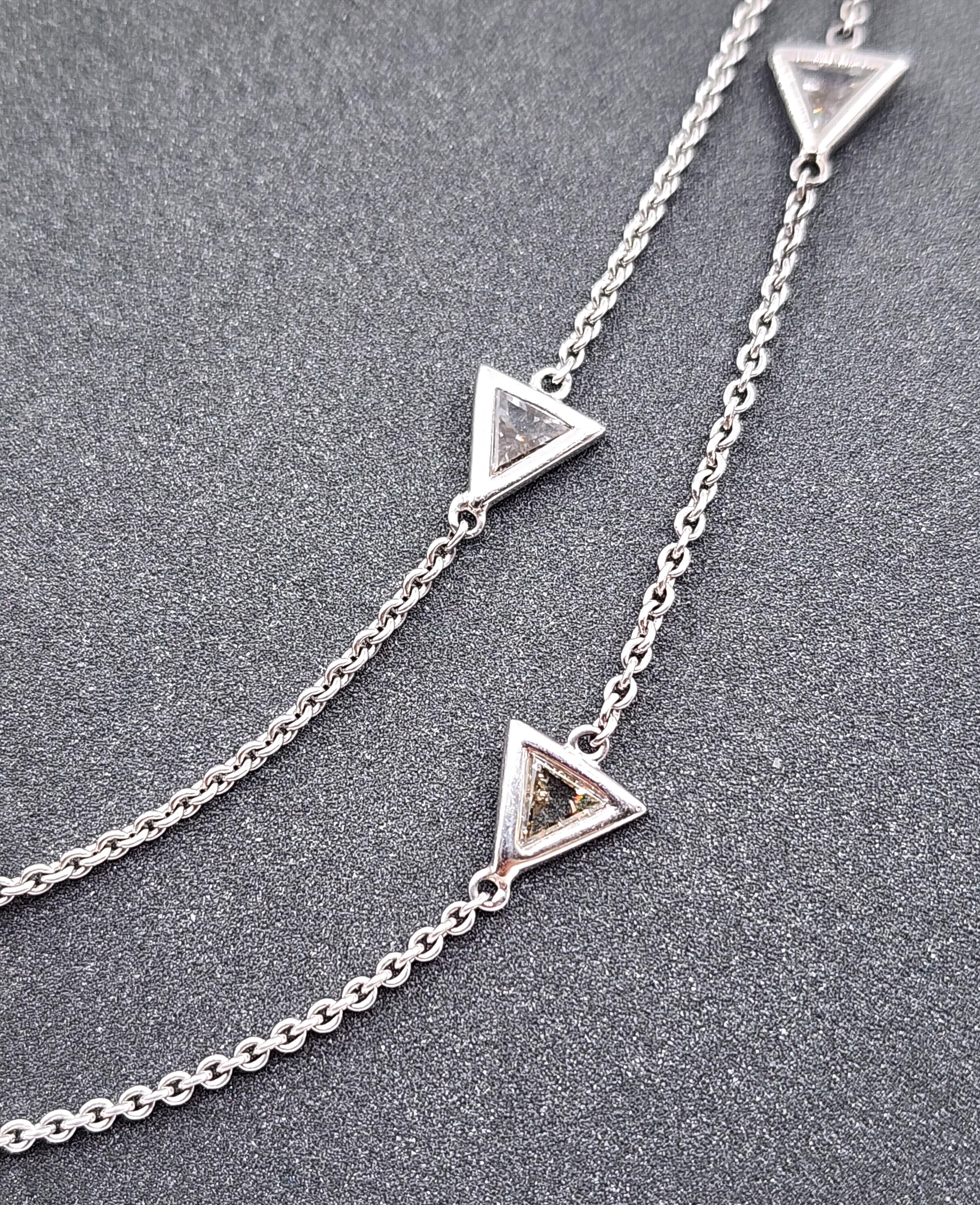 9.48 ct Trillion Diamond by the Yard Necklace For Sale 2