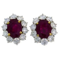 10.89 Carat Burmese Ruby Diamond Platinum Earrings