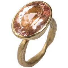 9.49 Carat Rose Morganite 18 Karat Gold Ring Handmade by Disa Allsopp
