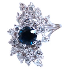 .94ct. Zafiro Azul Natural Anillo Racimo Diamantes 14kt 84424