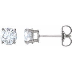 Boucles d'oreilles cloutées avec diamants de 0,94ctw, or blanc 14k, G-H, VS, panier à 4 griffes 