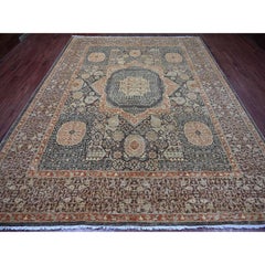 9'4"x11'9" Brown 14th Century Mamluk Dynasty Pattern Hand Knotted Pure Wool Rug
