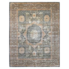 9'4"x11'9" Brown 14th Century Mamluk Dynasty Pattern Hand Knotted Pure Wool Rug