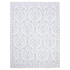 9'4"x11'9" Ivory, 100% Cotton, Agra Design Hand Knotted Oriental Rug