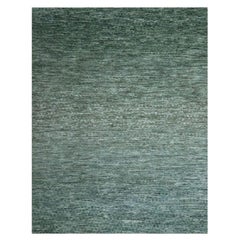 9'4"x11'9" Sage Green Hand Knotted Grass Design with Looped Pile Pure Wool Rug