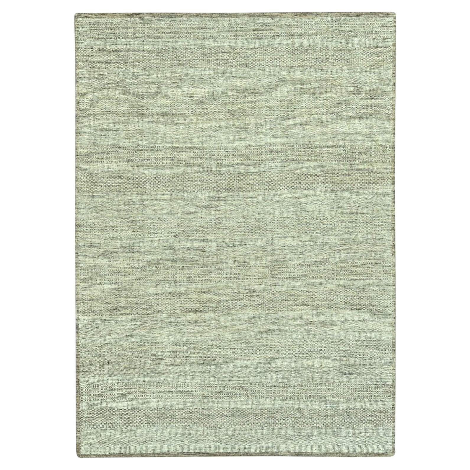 Alfombra de lana tejida a mano, de 9'4" x 12', con diseño de hierba en tonos marrones oxidados y efecto desgastado