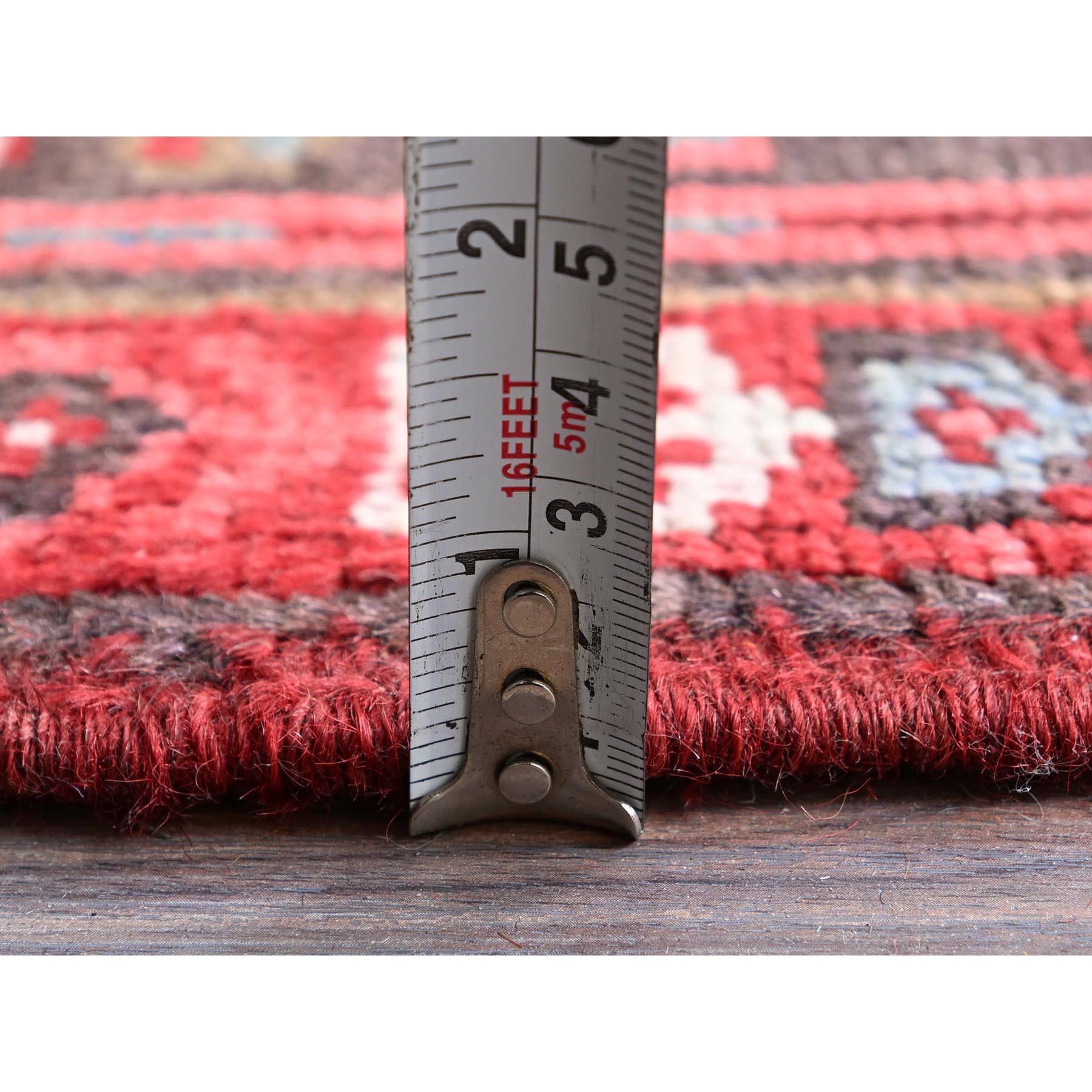 Tapis oriental persan Heriz rouge chimson noué à la main 9'4