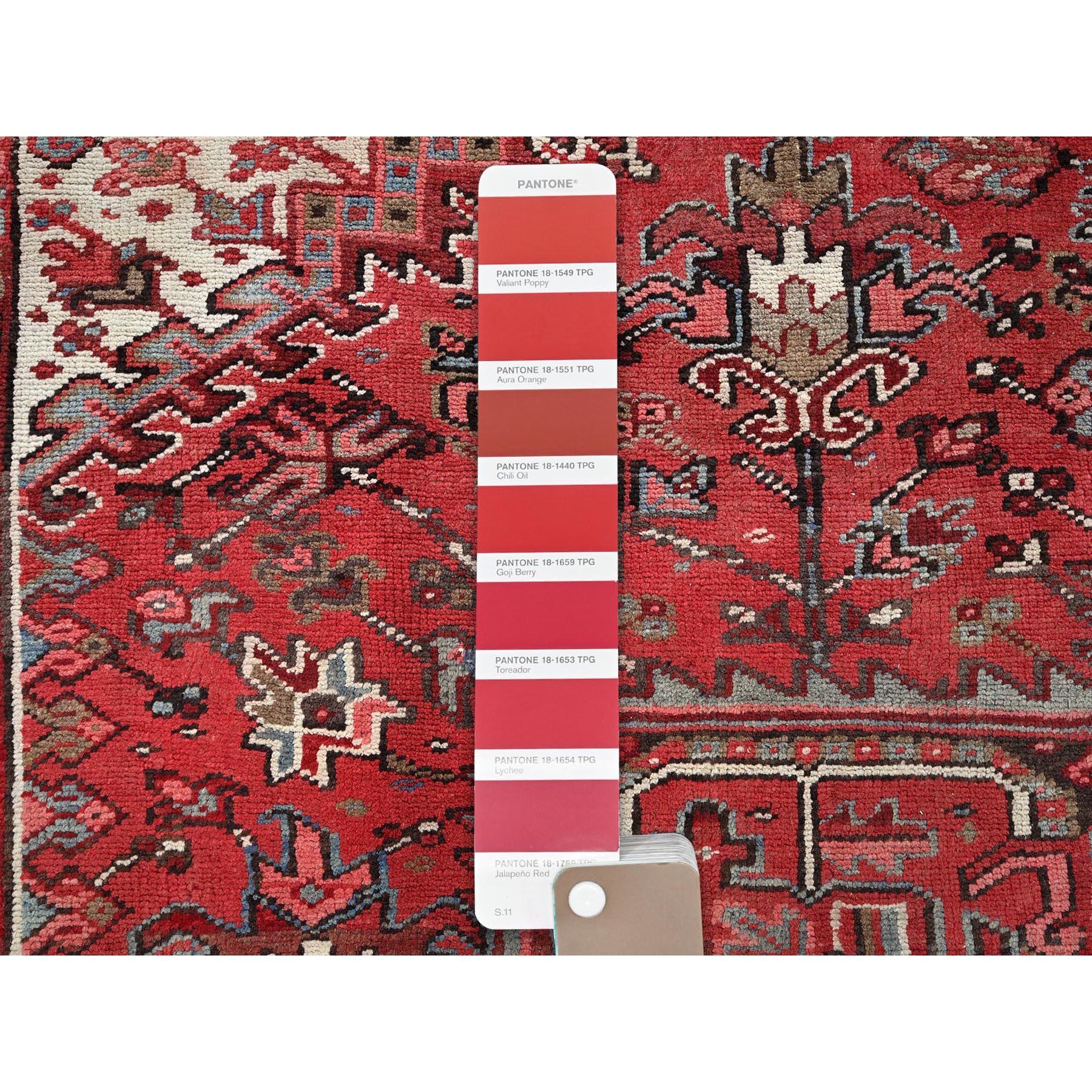 Laine Tapis oriental persan Heriz rouge chimson noué à la main 9'4