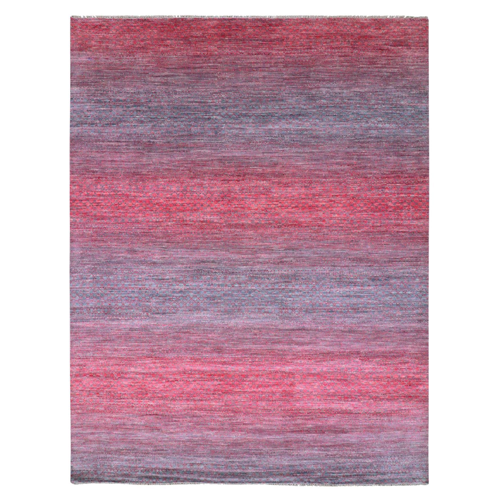 9'4 "x12'2" Desire Red Dyed Natural Wool Hand Knotted Chiaroscuro Collection Rug
