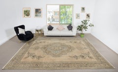 9.4x12.8 Ft One of a kind 1960s Turkish Large Rug. Rustic Handmade Large Carpet