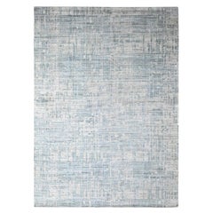 9'4"x13'6" Gray Modern Design Hand Loomed Wool and Bamboo Silk Oriental Rug