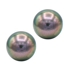 9.5-10mm Tahitian Pearl Stud Earrings in 14 Karat White Gold