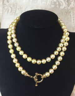 Golden Pearl Necklace with Gold Toggle