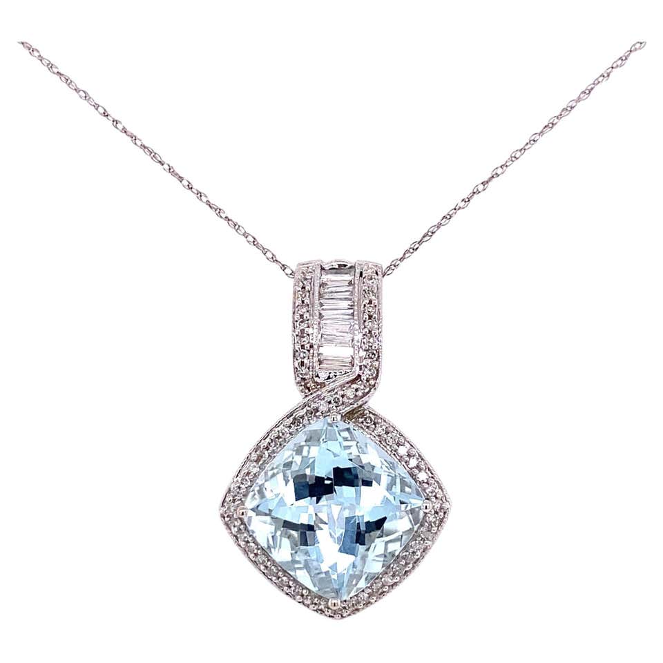 Art Deco Aquamarine Diamonds Gold Pendant For Sale at 1stDibs | art ...