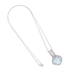 9.5 Carat Aquamarine and Diamond Gold Vintage Pendant Necklace