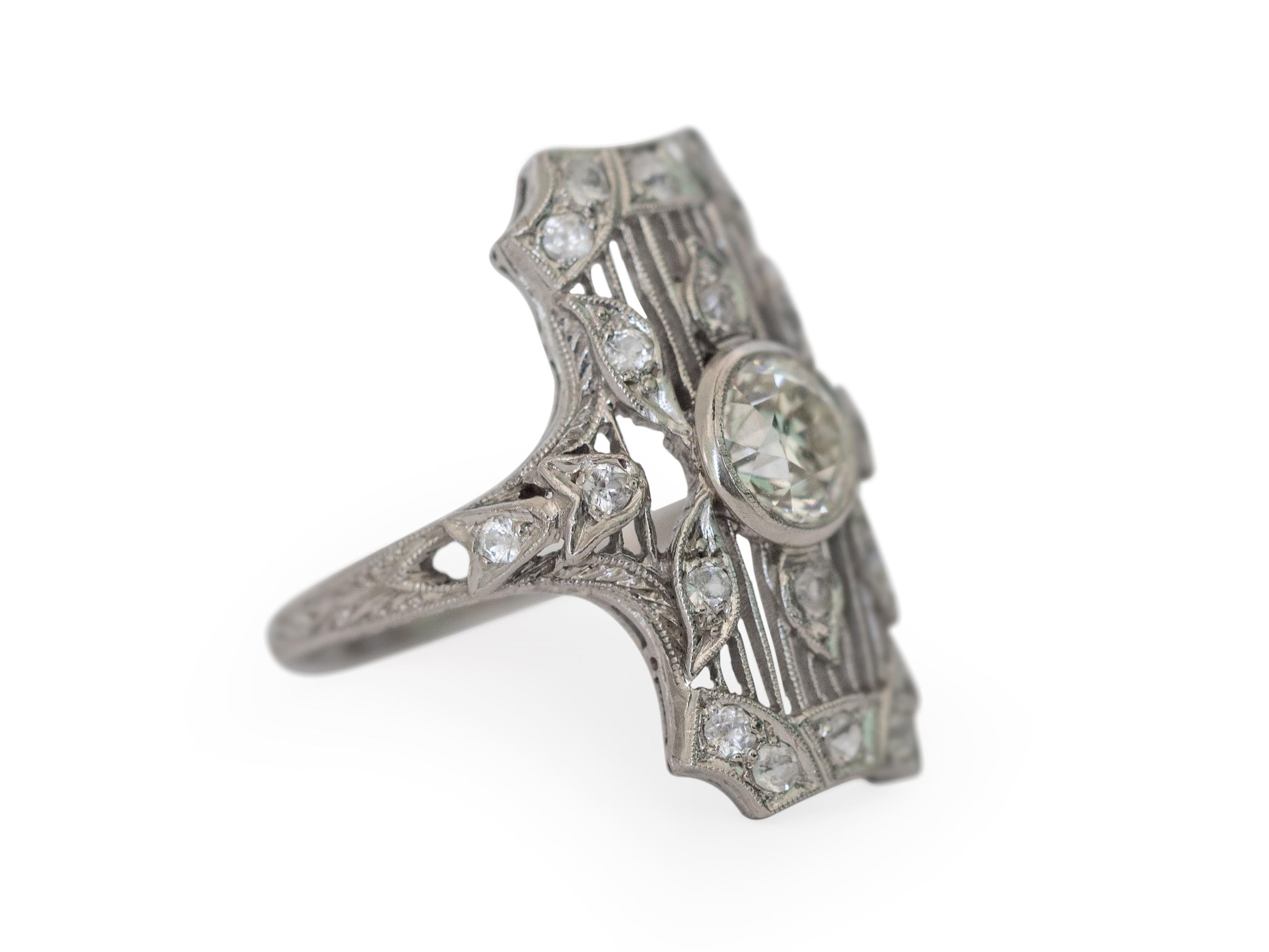 Edwardian .95 Carat Diamond Platinum Cocktail Ring For Sale