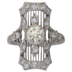 Antique .95 Carat Diamond Platinum Cocktail Ring