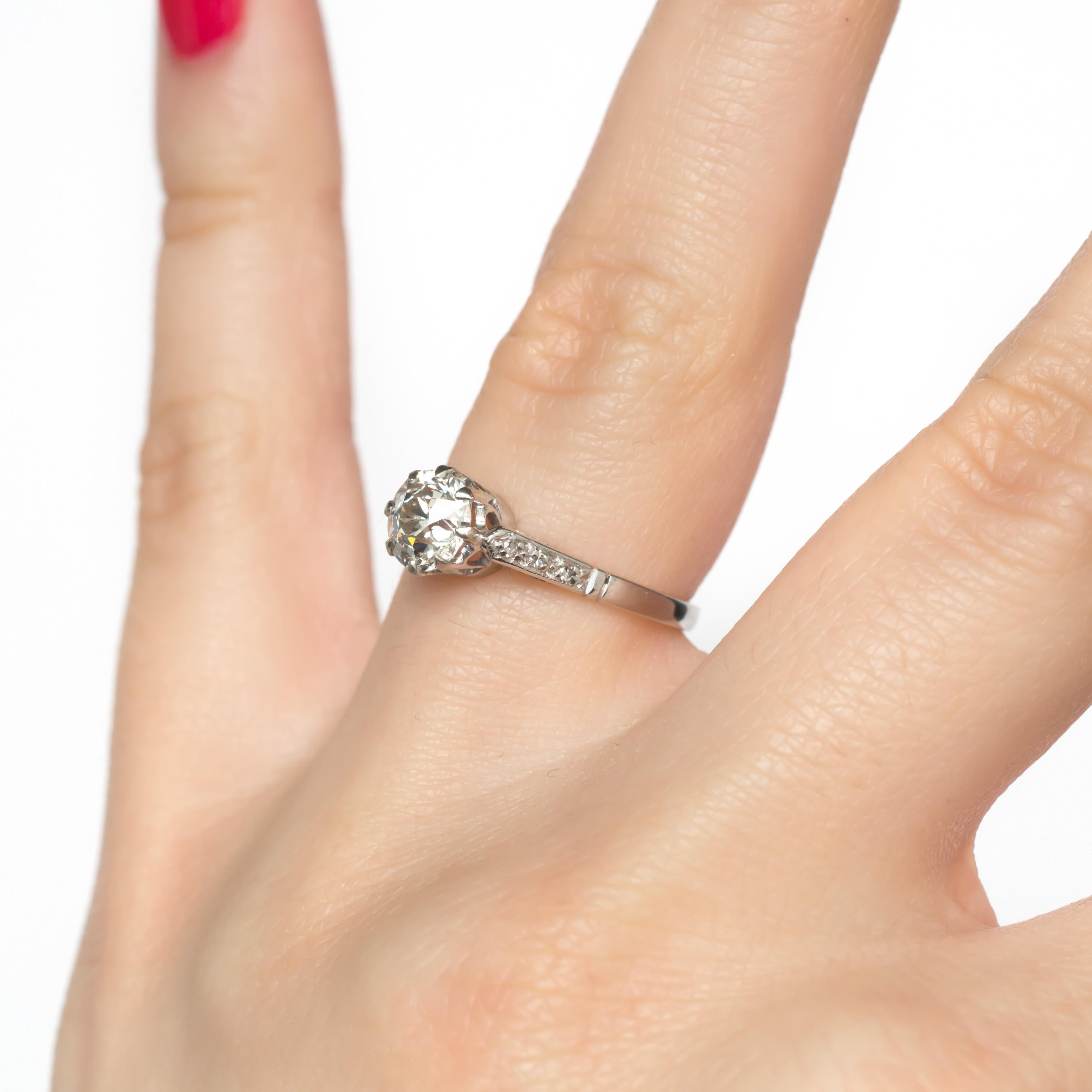 Edwardian .95 Carat Diamond Platinum Engagement Ring For Sale