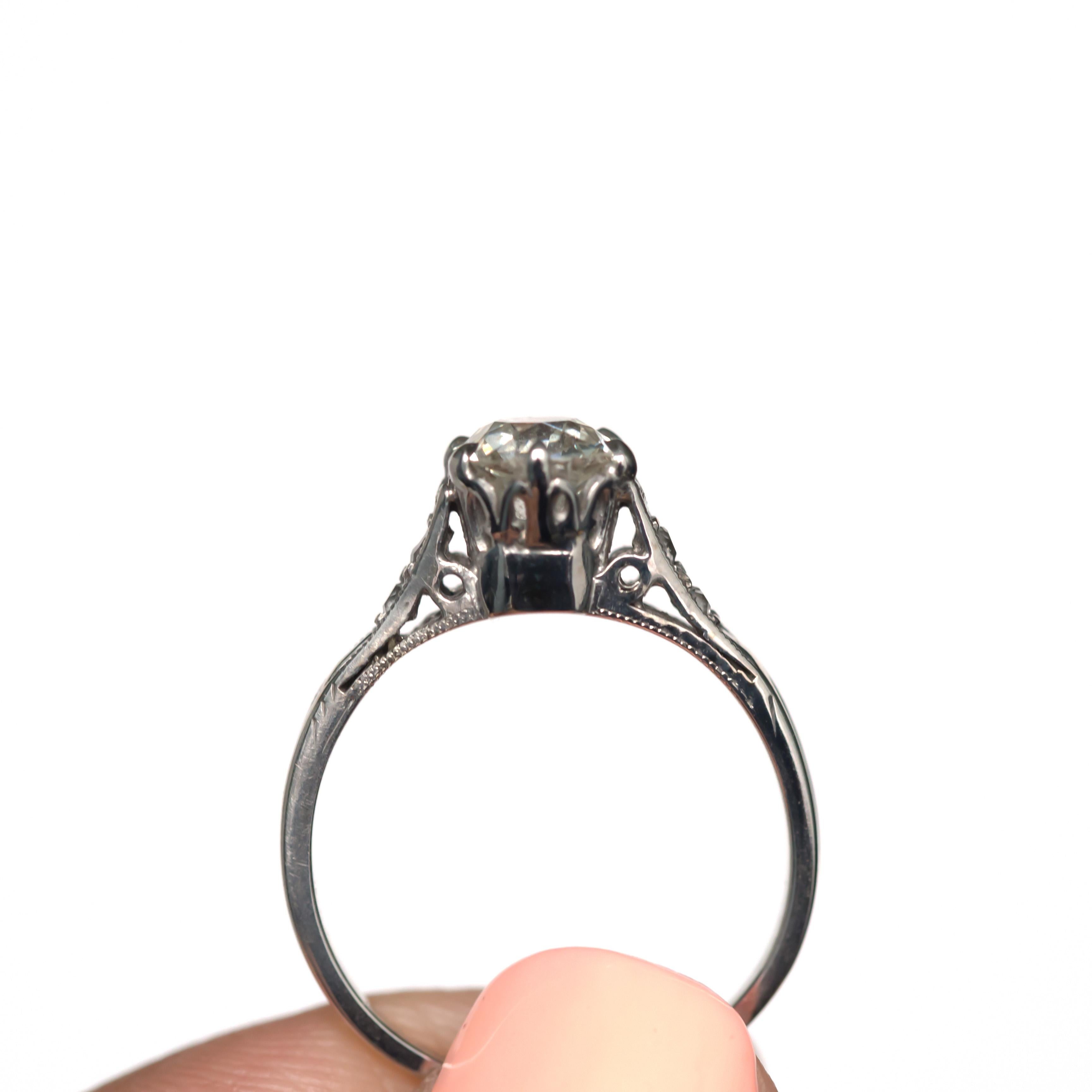 Women's or Men's .95 Carat Diamond White Gold Engagement Ring For Sale