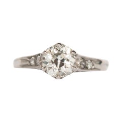 Antique .95 Carat Diamond White Gold Engagement Ring