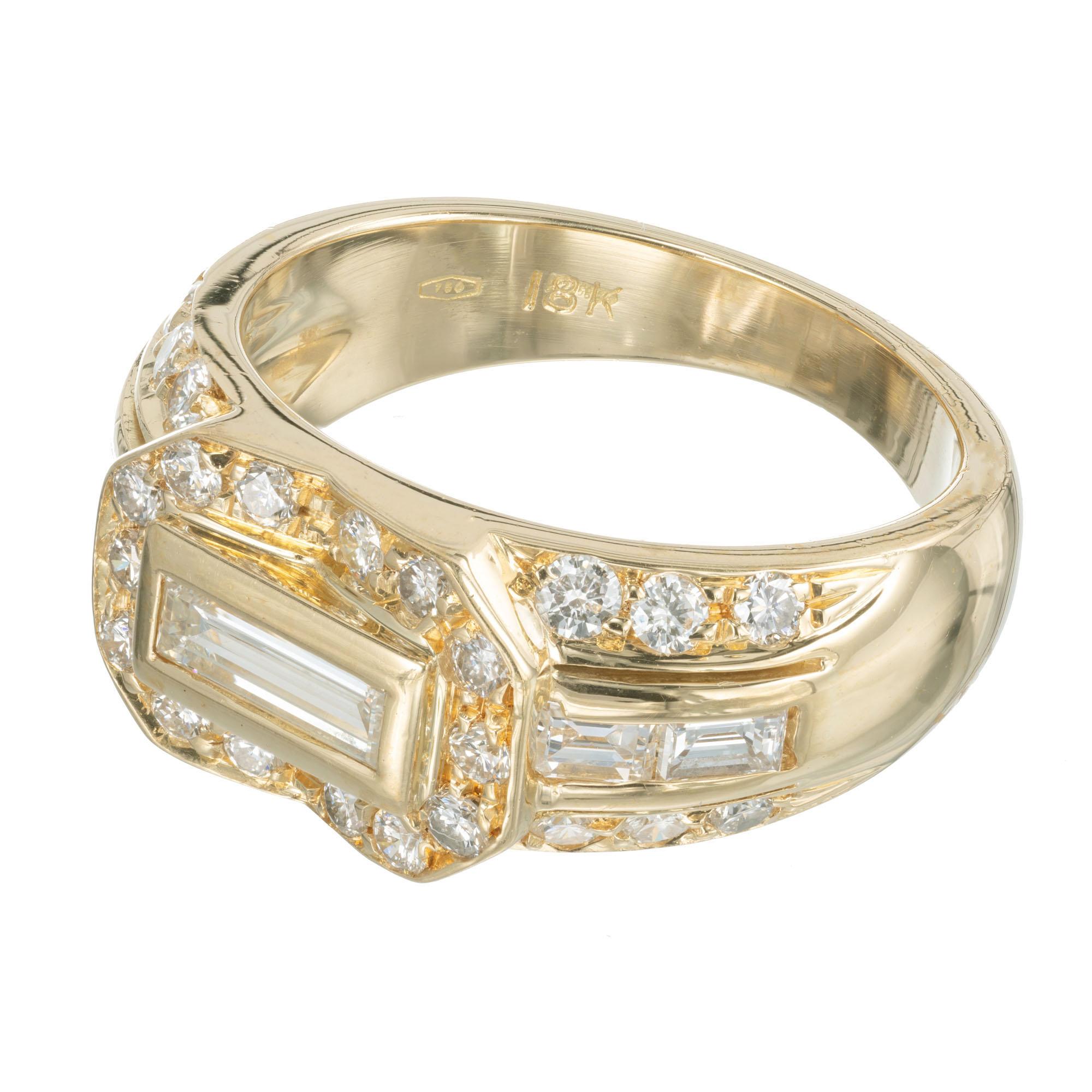 Baguette Cut .95 Carat Diamond Yellow Gold Ring