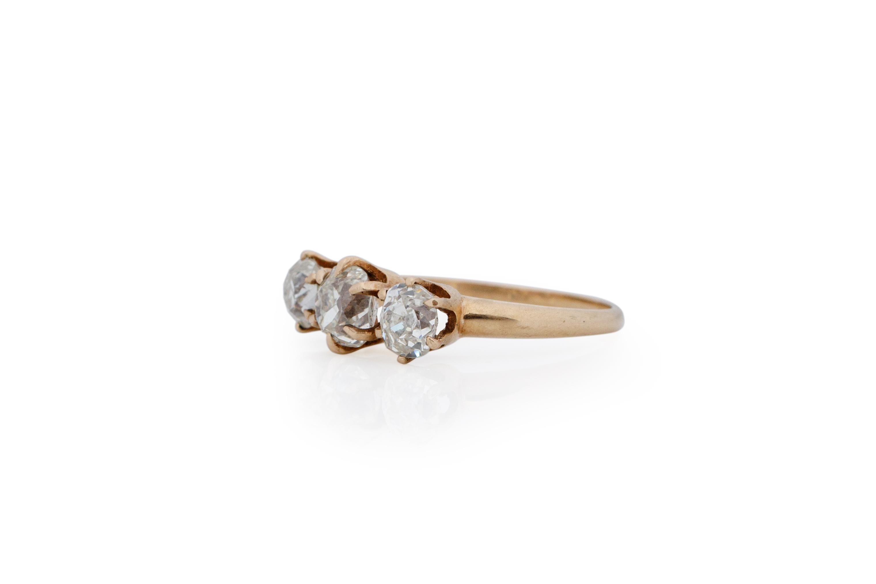 Art déco Bague de fiançailles de style édouardien en or jaune 14 carats avec diamants de 0,95 carat en vente