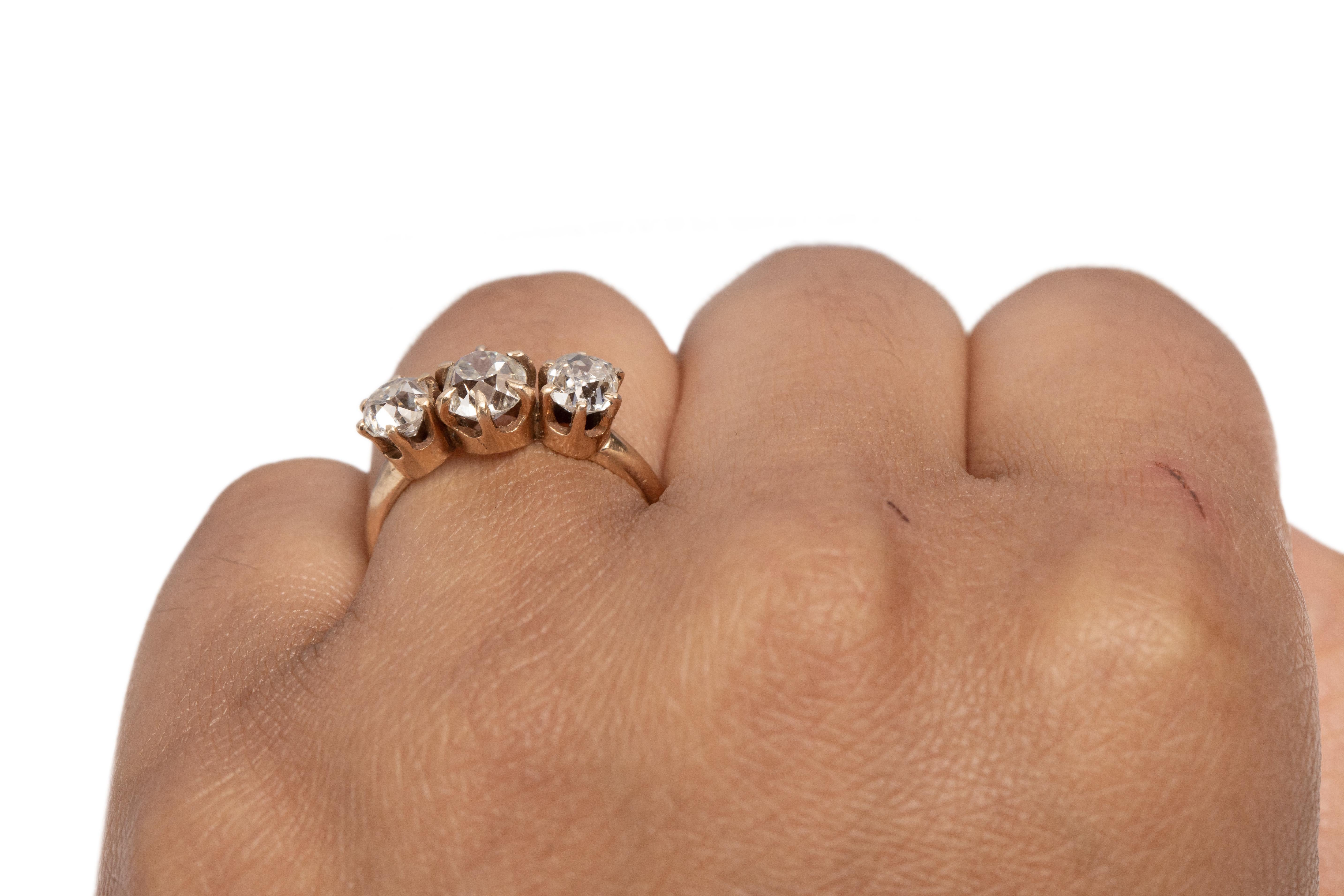 Bague de fiançailles de style édouardien en or jaune 14 carats avec diamants de 0,95 carat Pour femmes en vente