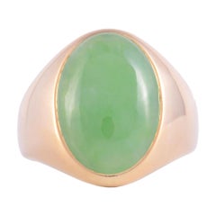 9.5 Carat Fine Natural Jade 18K Gold Ring