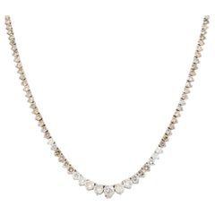 9.5 Carat Graduated Diamond Tennis Necklace 14 Karat in Stock