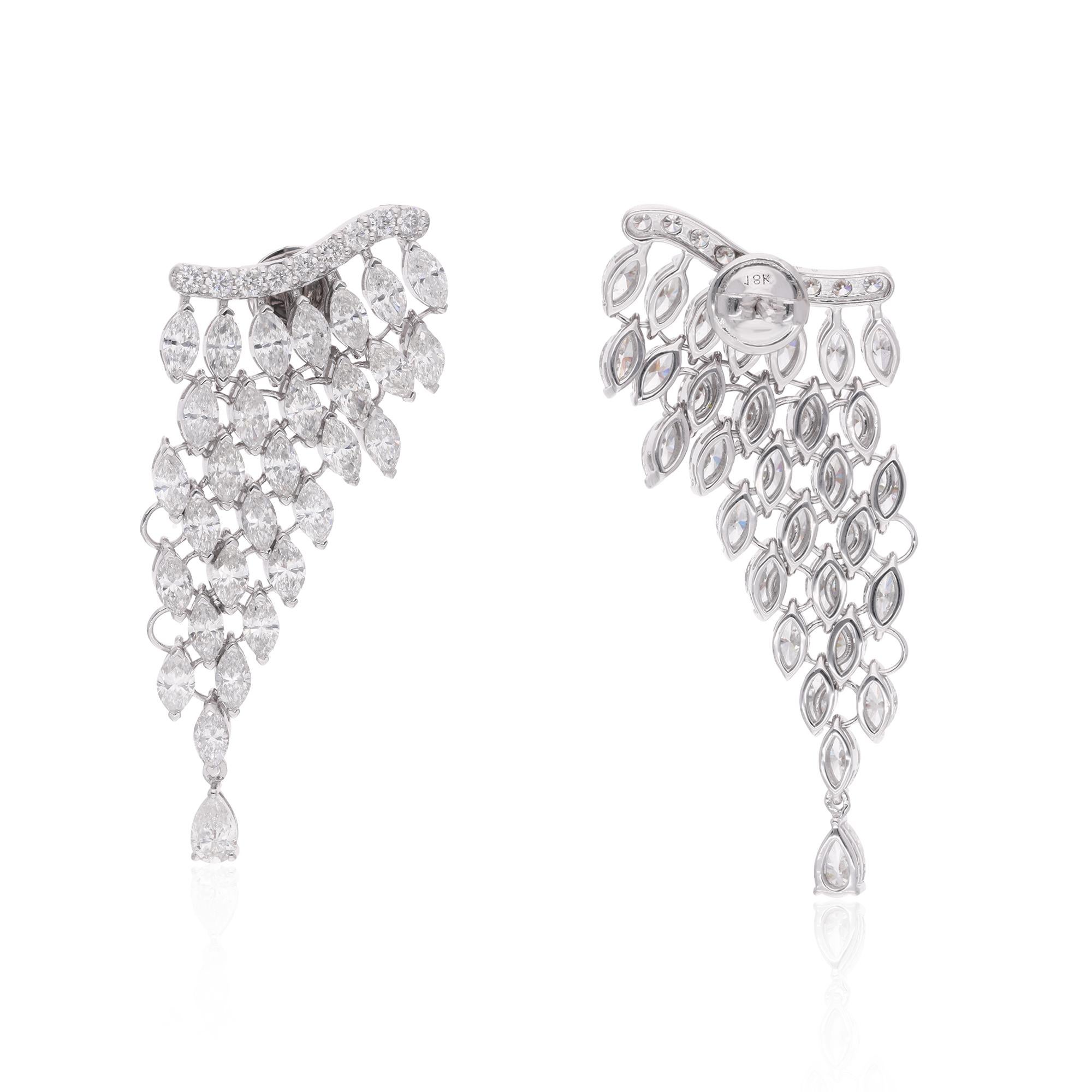 Taglio marquise Orecchini a goccia con diamante Marquise a cascata da 9,5 carati in oro bianco 14 carati in vendita