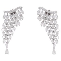 Orecchini a goccia con diamante Marquise a cascata da 9,5 carati in oro bianco 18 carati