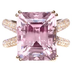 9.5 Carat Morganite & Diamond 18k Rose Gold Ring