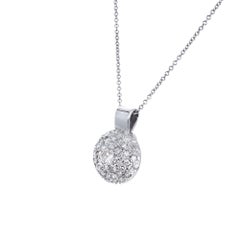 .95 Carat Round Diamond Domed Cluster White Gold Pendant Necklace