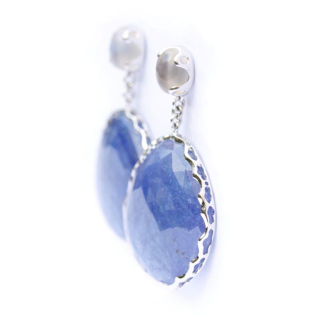 95 Carat Tanzanite and Moonstone Earrings For Sale 1