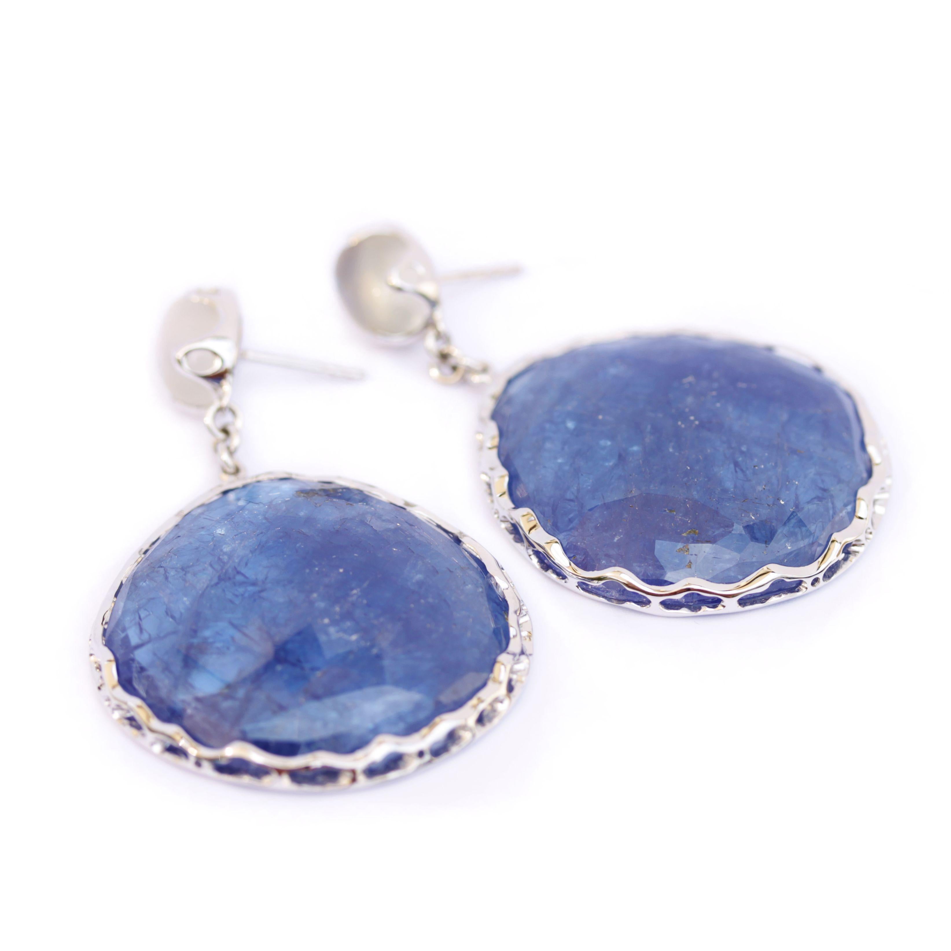 95 Carat Tanzanite and Moonstone Earrings For Sale 2