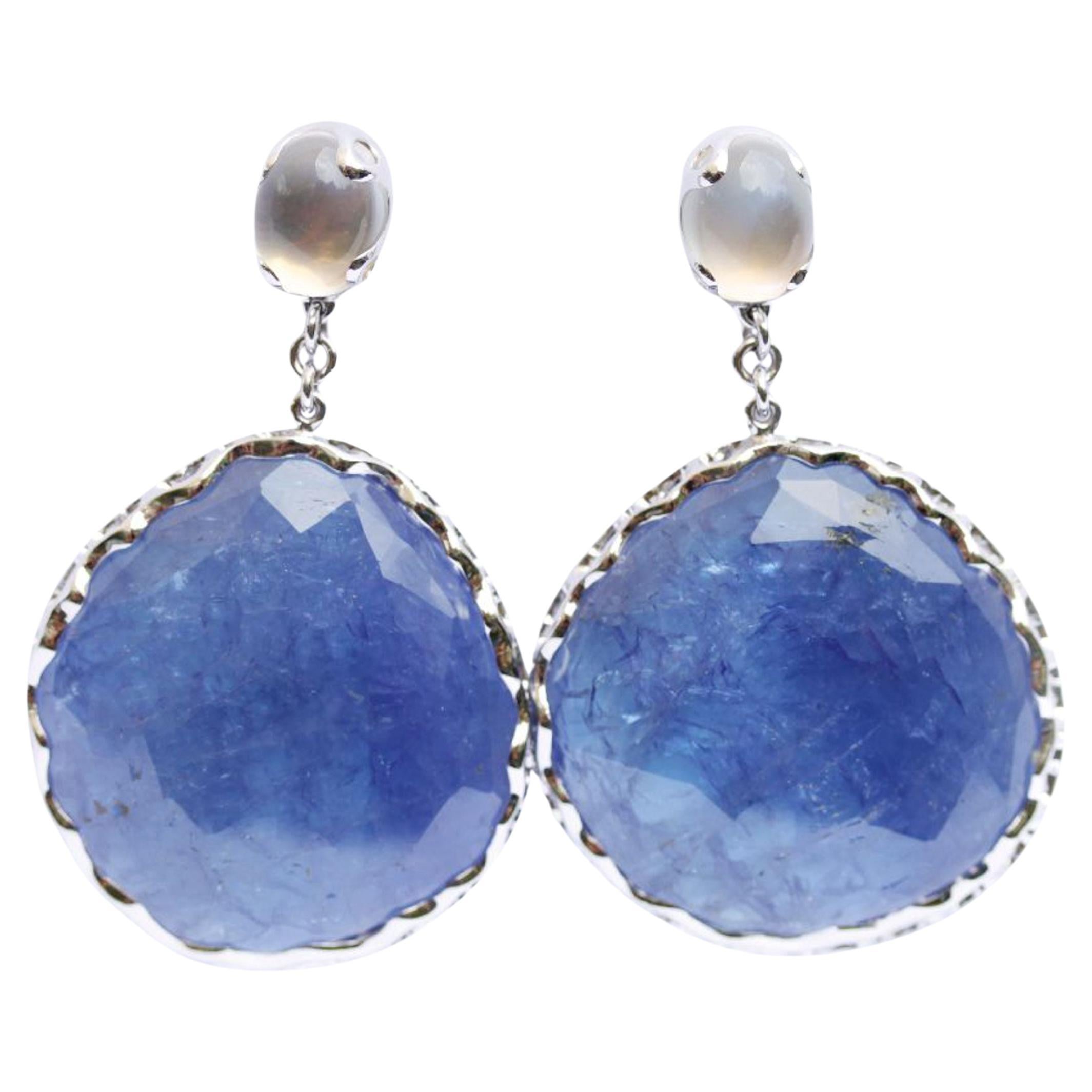 95 Carat Tanzanite and Moonstone Earrings For Sale