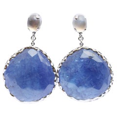 Boucles d'oreilles en tanzanite et pierre de lune 95 carats