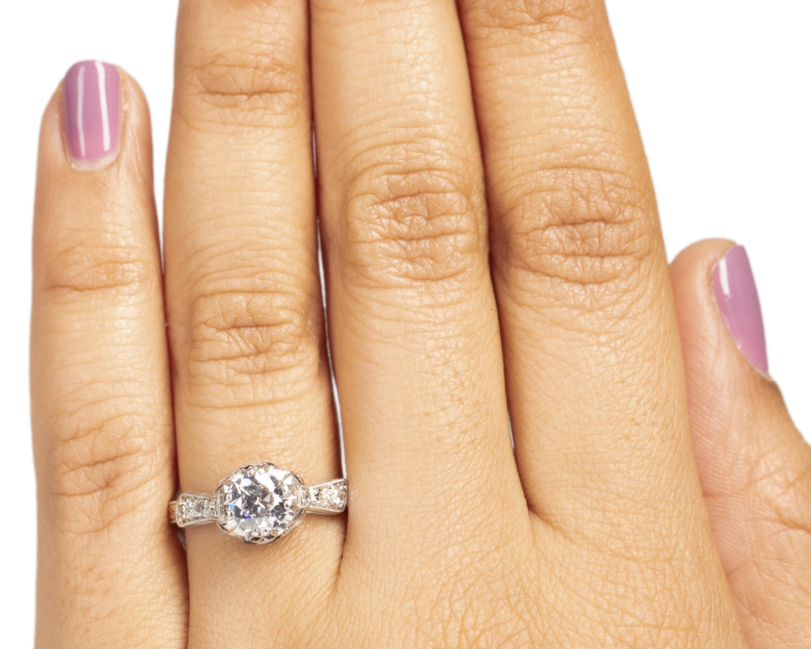 .95 Carat Total Weight Art Deco Diamond Platinum Engagement Ring For Sale 1