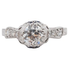 .95 Carat Total Weight Art Deco Diamond Platinum Engagement Ring