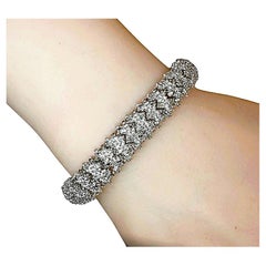 95 Diamonds 18kt White Gold Plated Tennis Bracelet - 30.23 Grams  7.25"